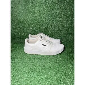 PUMA Shoes Womens Size 8.5 Carina Leather White Casual Comfort Court Sneakers